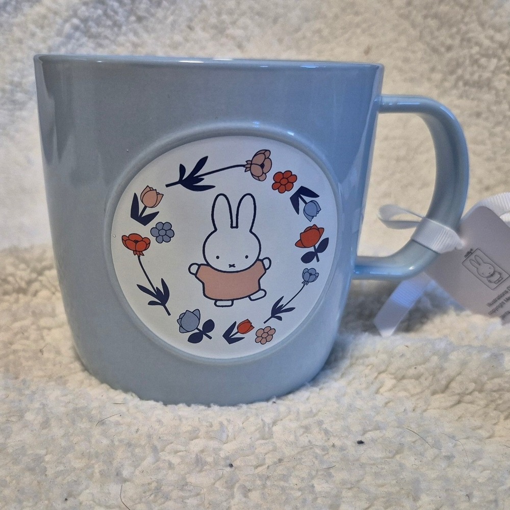 Miffy by Magenta Light Blue Ceramic Coffee Mug Floral Wreath Dick Bruna New